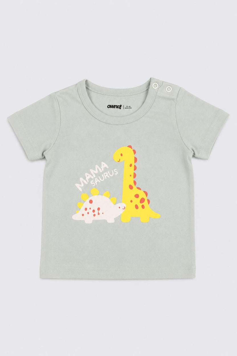 Infant Boys White and Green Dinosaur Print T-Shirts - Pack of 2 - Image 4
