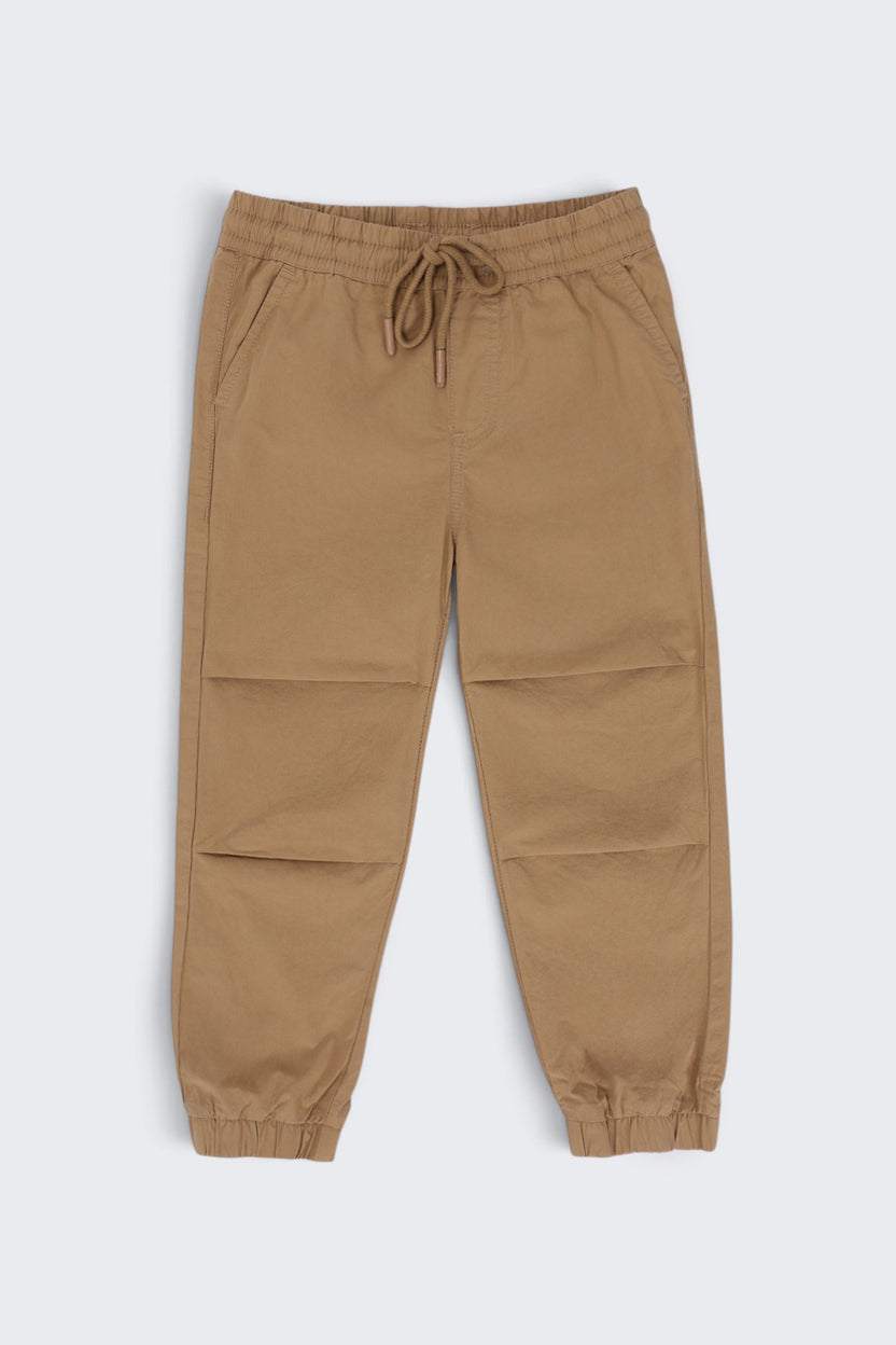 Boys Regular Fit Khaki Solid Casual Jogger - Image 2
