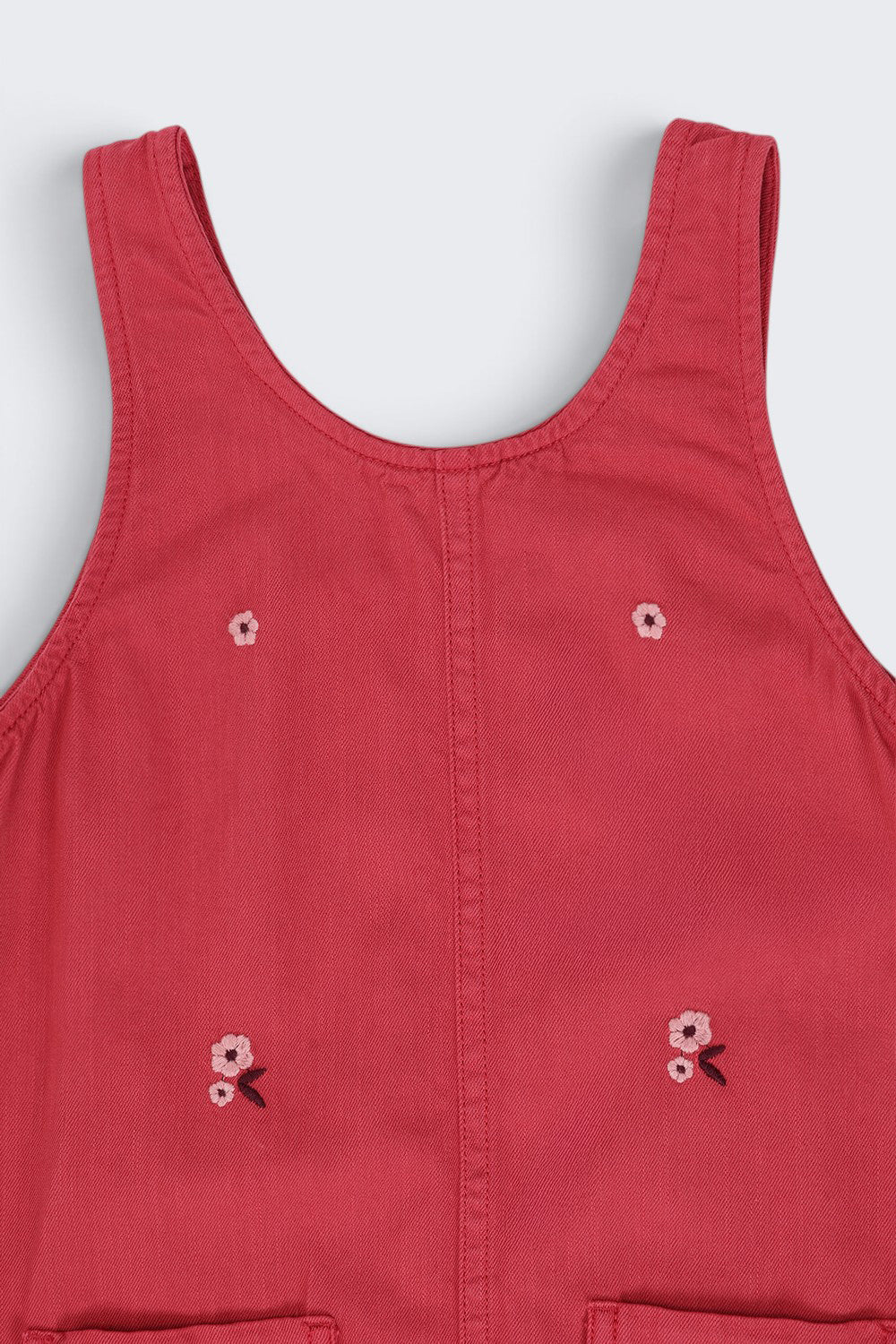 Girls Red Embroidered Floral Pinafore Dungarees and T-Shirt - Image 6