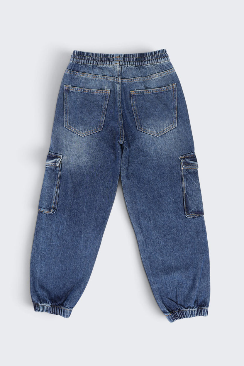 Tweens Boys Jogger Fit Blue Cargo Jeans - Image 4