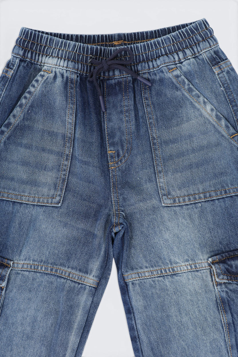 Tweens Boys Jogger Fit Blue Cargo Jeans - Image 5