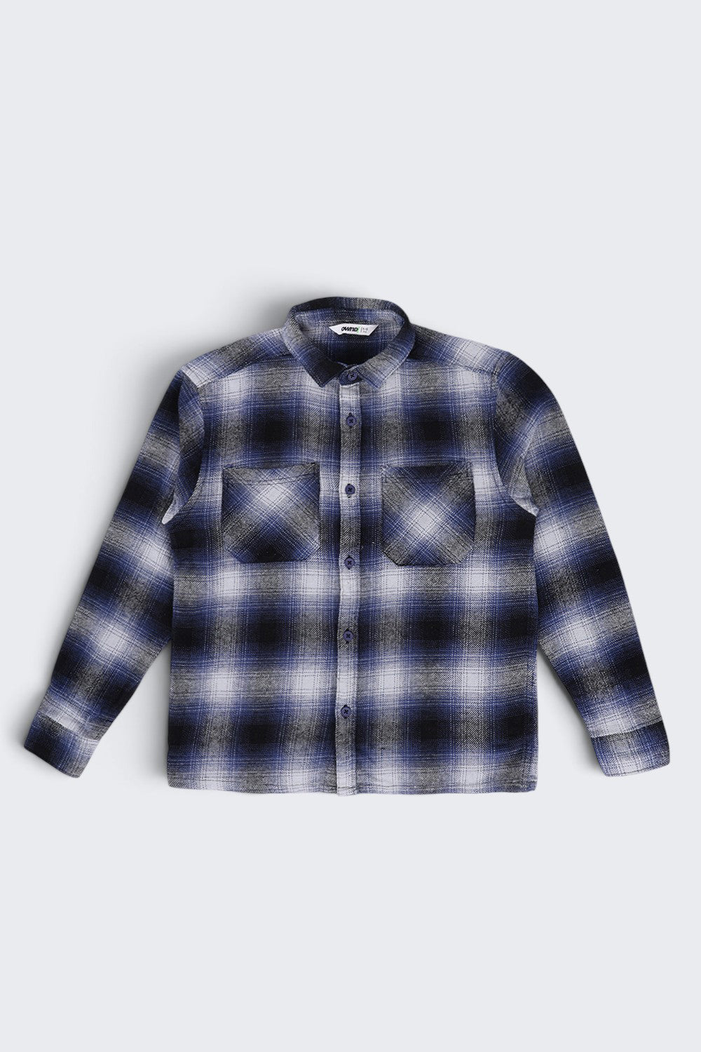 Tweens Boys Navy Checked Flannel Shirt - Image 2