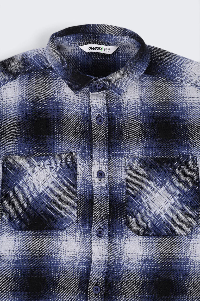 Tweens Boys Navy Checked Flannel Shirt - Image 5