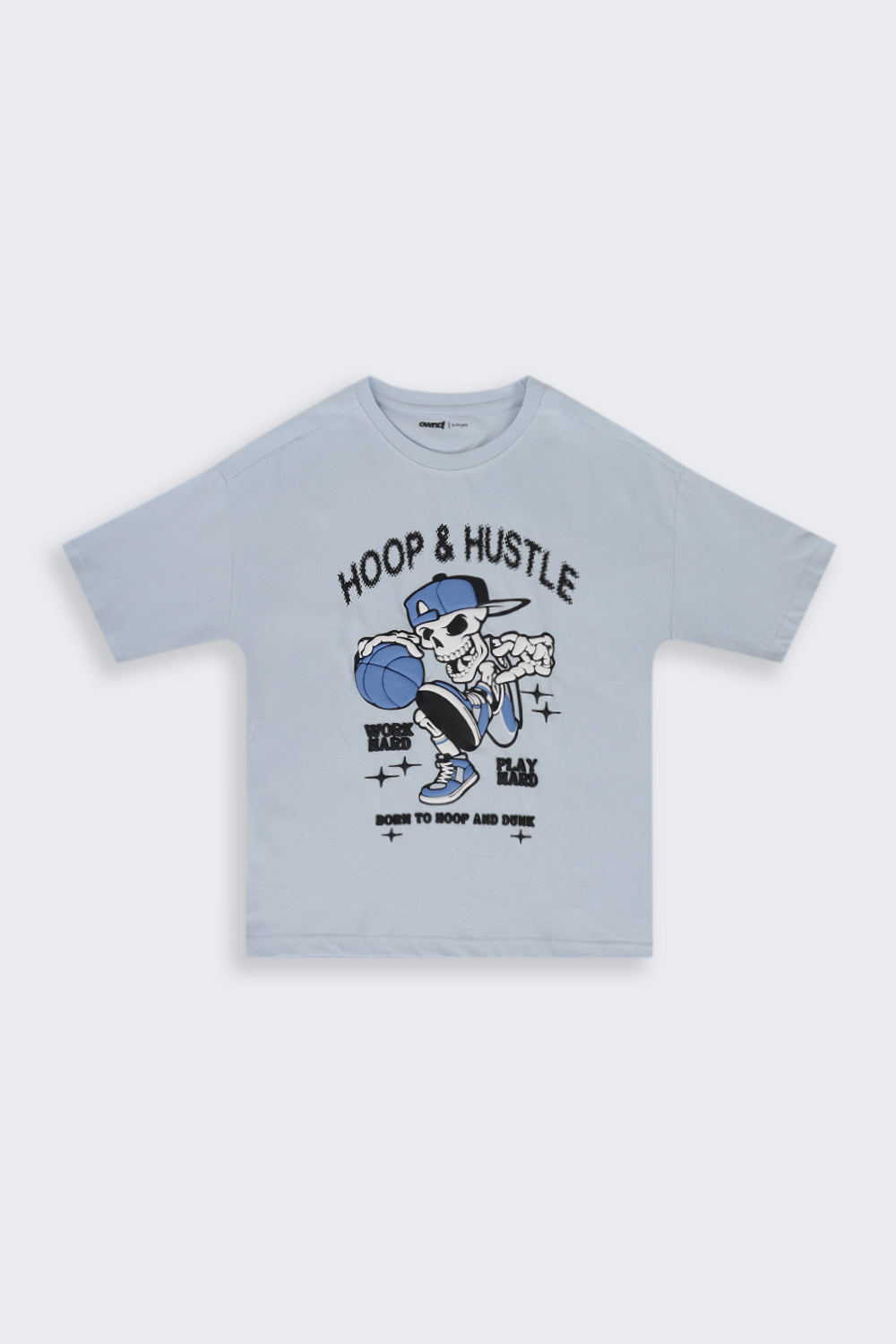 Tweens Boys Light Blue Basketball Graphic Printed T-Shirt - Image 2