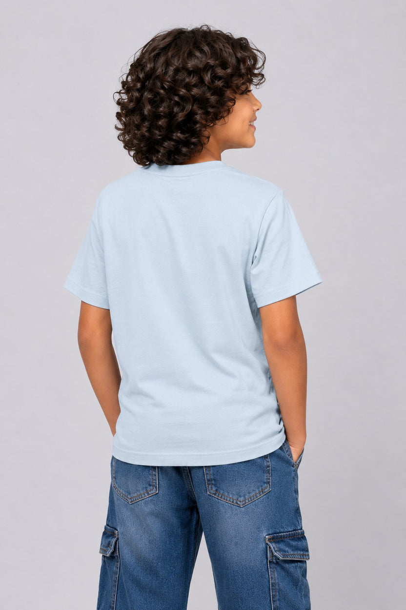 Tweens Boys Light Blue Basketball Graphic Printed T-Shirt - Image 3