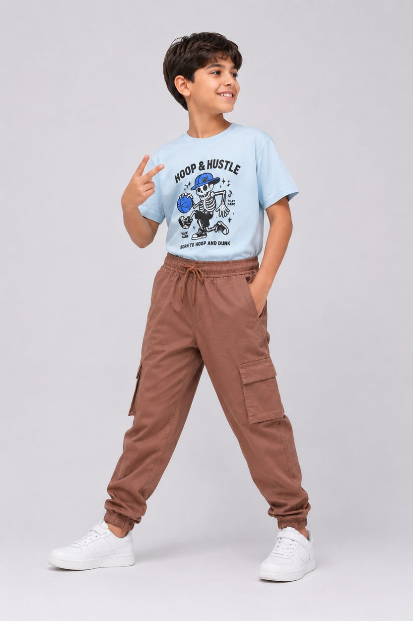 Tweens Boys Brown Cargo Jogger Pant - Image 1