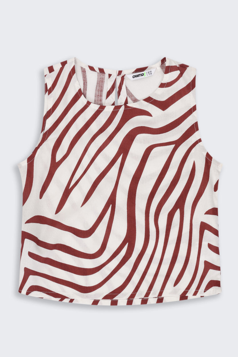 Tweens Girls Brown Zebra Print Co-Ord Set - Image 2