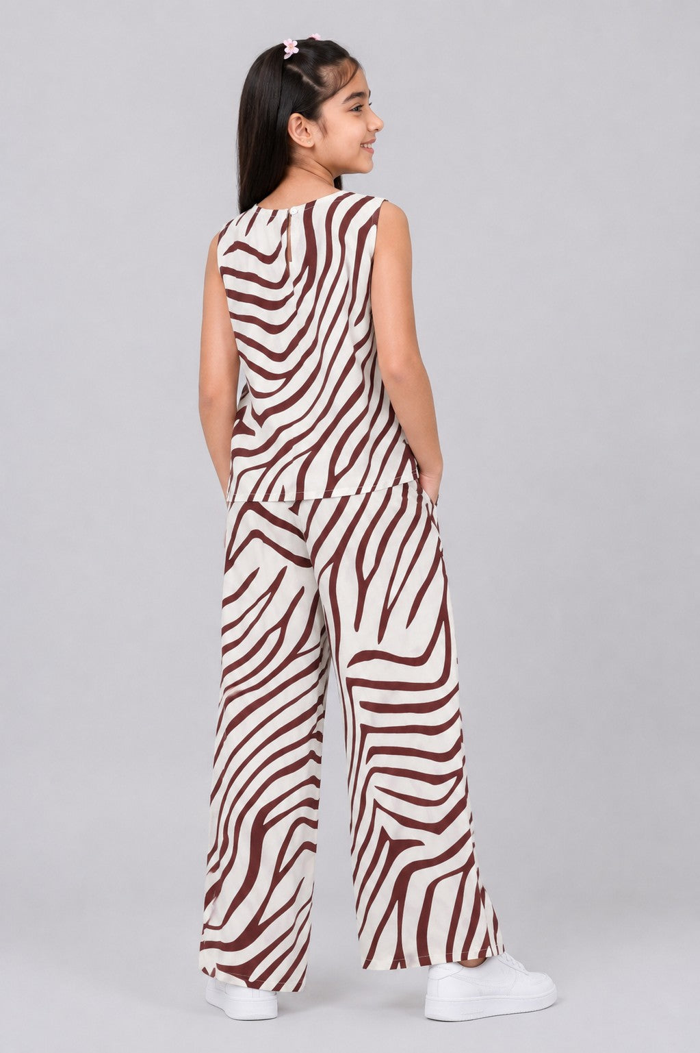Tweens Girls Brown Zebra Print Co-Ord Set - Image 3