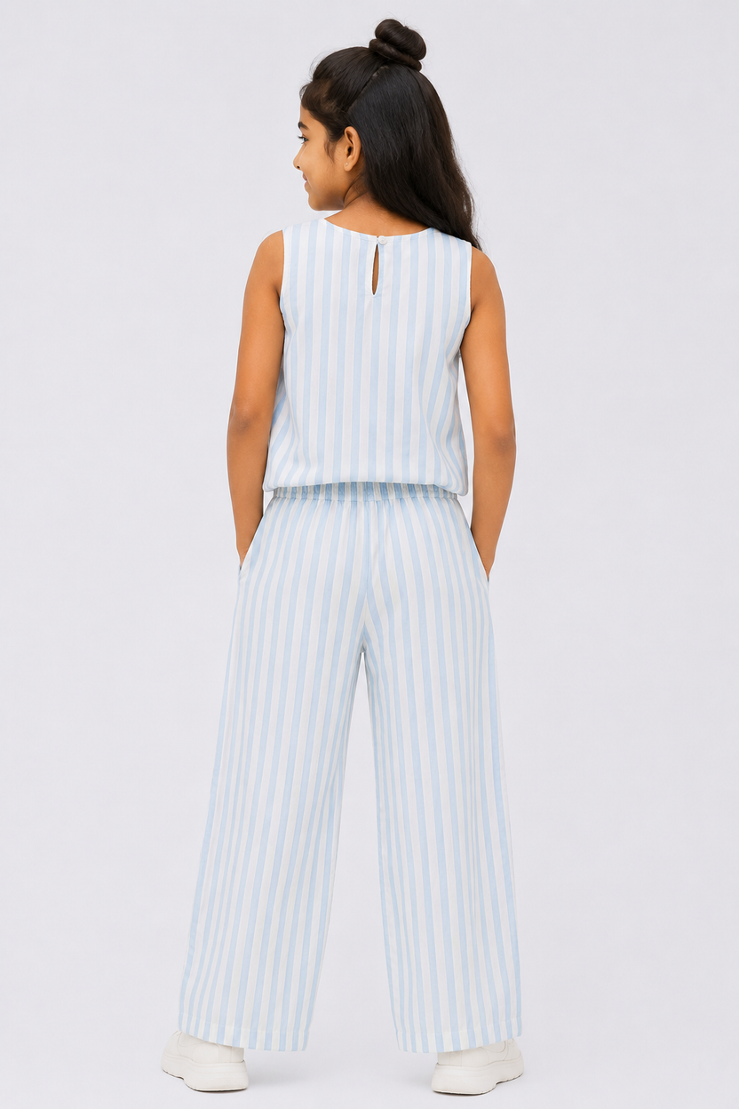 Tweens Girls Light Blue Striped Co-ord Set - Image 4