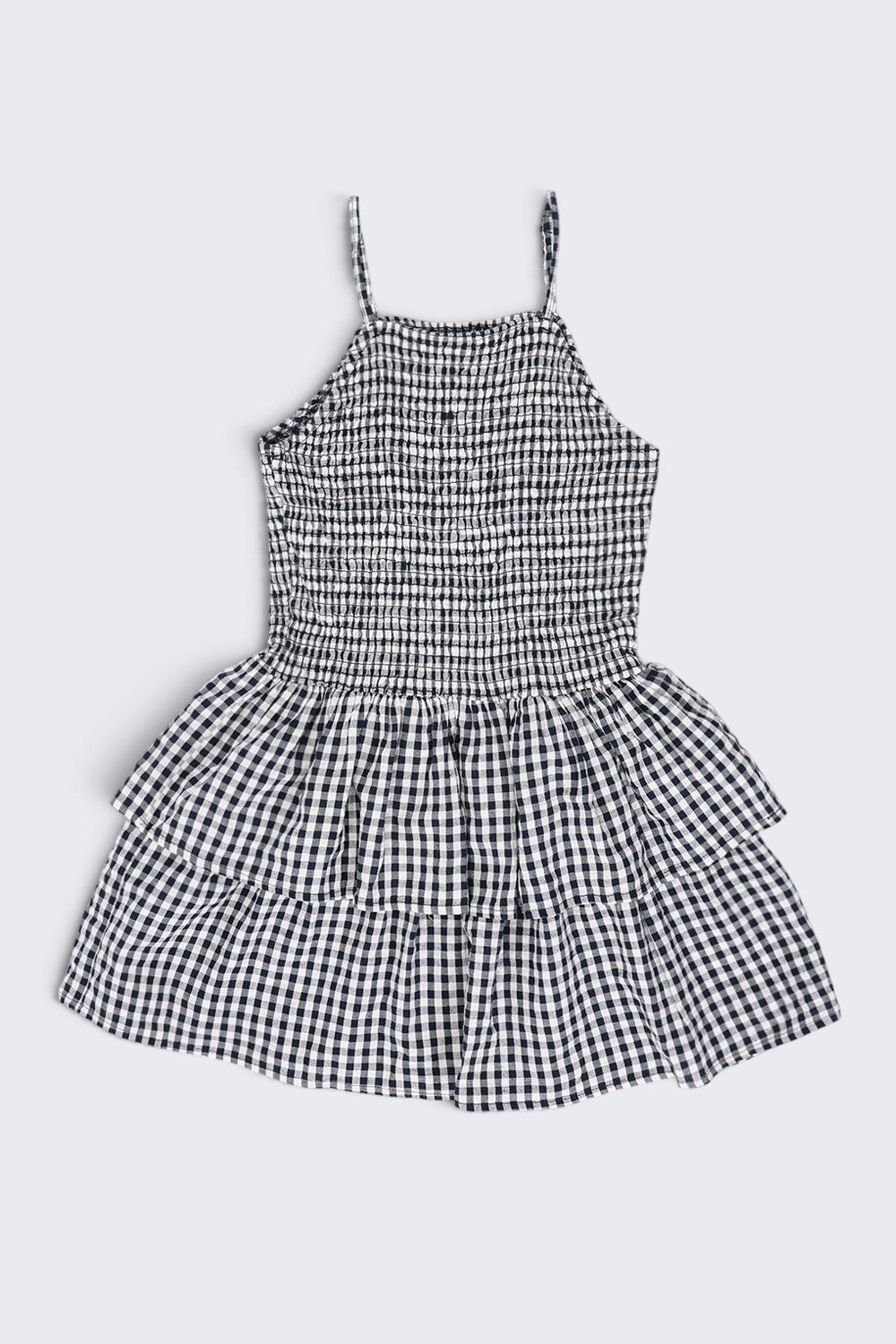 Tweens Girls Black Gingham Tiered Sleeveless Dress - Image 2