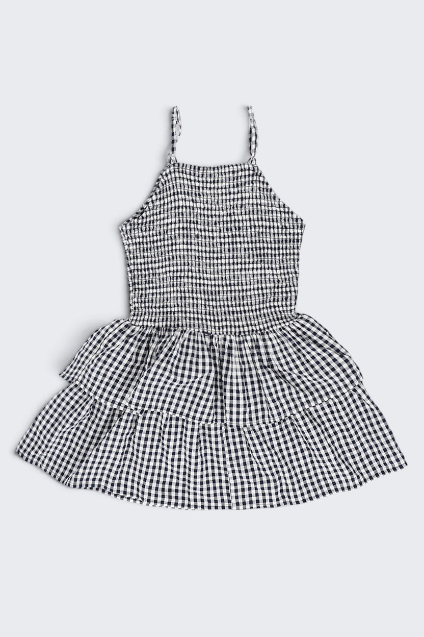 Tweens Girls Black Gingham Tiered Sleeveless Dress - Image 4