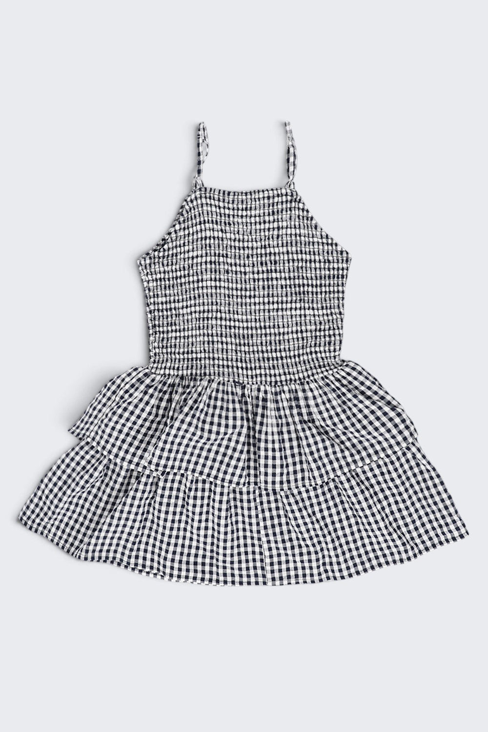 Tweens Girls Black Gingham Tiered Sleeveless Dress - Image 4