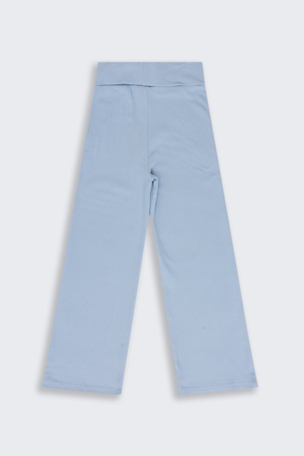 Tweens Girls Light Blue Ribbed Wide Leg Jogger - Image 4
