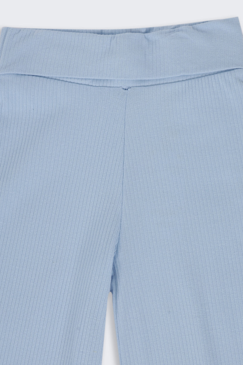 Tweens Girls Light Blue Ribbed Wide Leg Jogger - Image 5