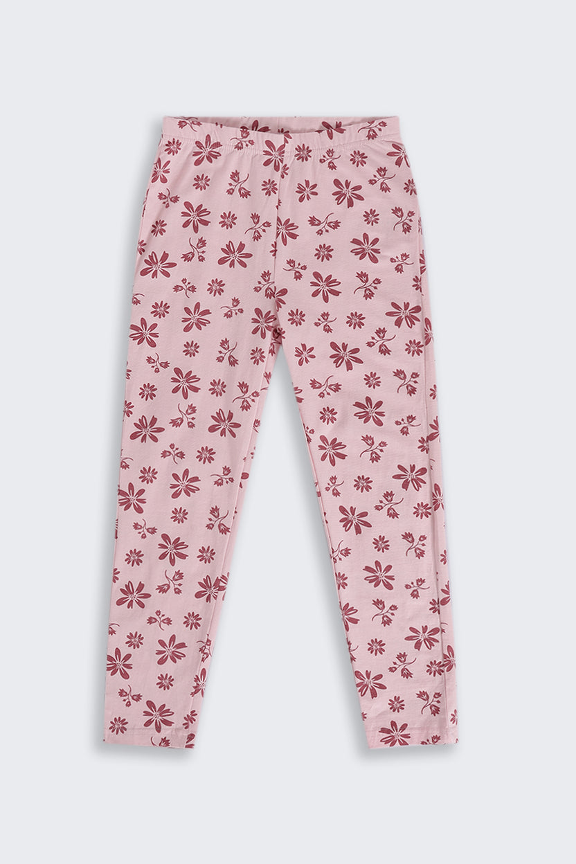 Tweens Girls Regular Fit Pink Floral Legging - Image 2