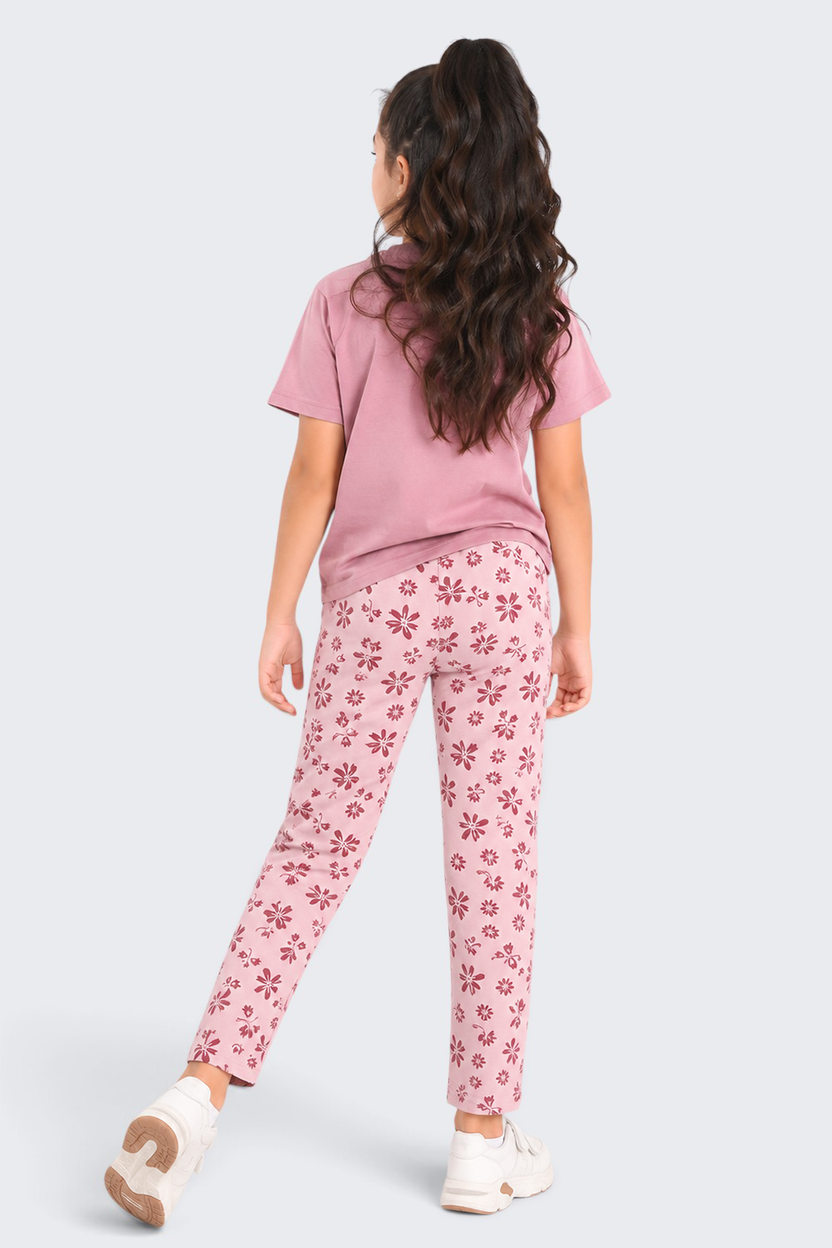Tweens Girls Regular Fit Pink Floral Legging - Image 3