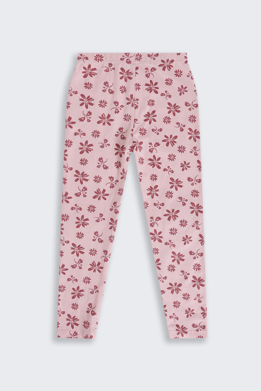 Tweens Girls Regular Fit Pink Floral Legging - Image 4