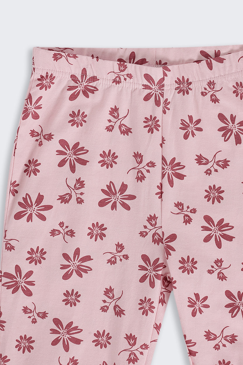 Tweens Girls Regular Fit Pink Floral Legging - Image 5
