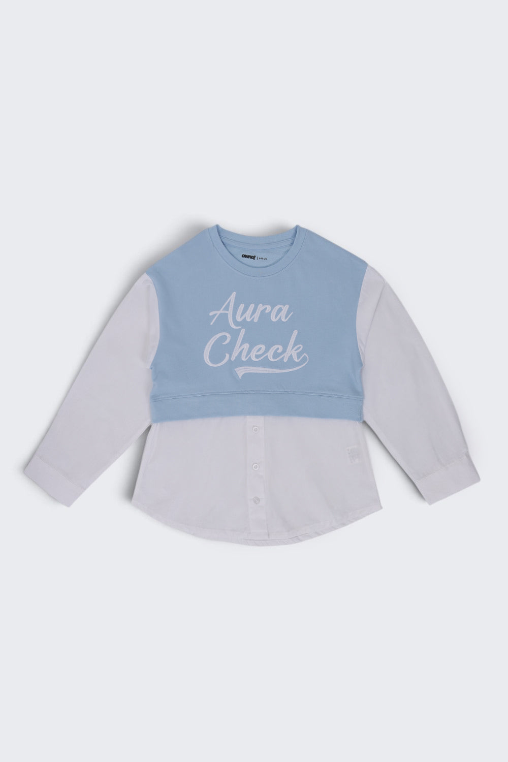 Tweens Girls Light Blue Layered Shirt Style Sweatshirt - Image 2