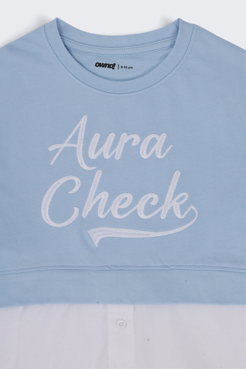 Tweens Girls Light Blue Layered Shirt Style Sweatshirt - Image 5
