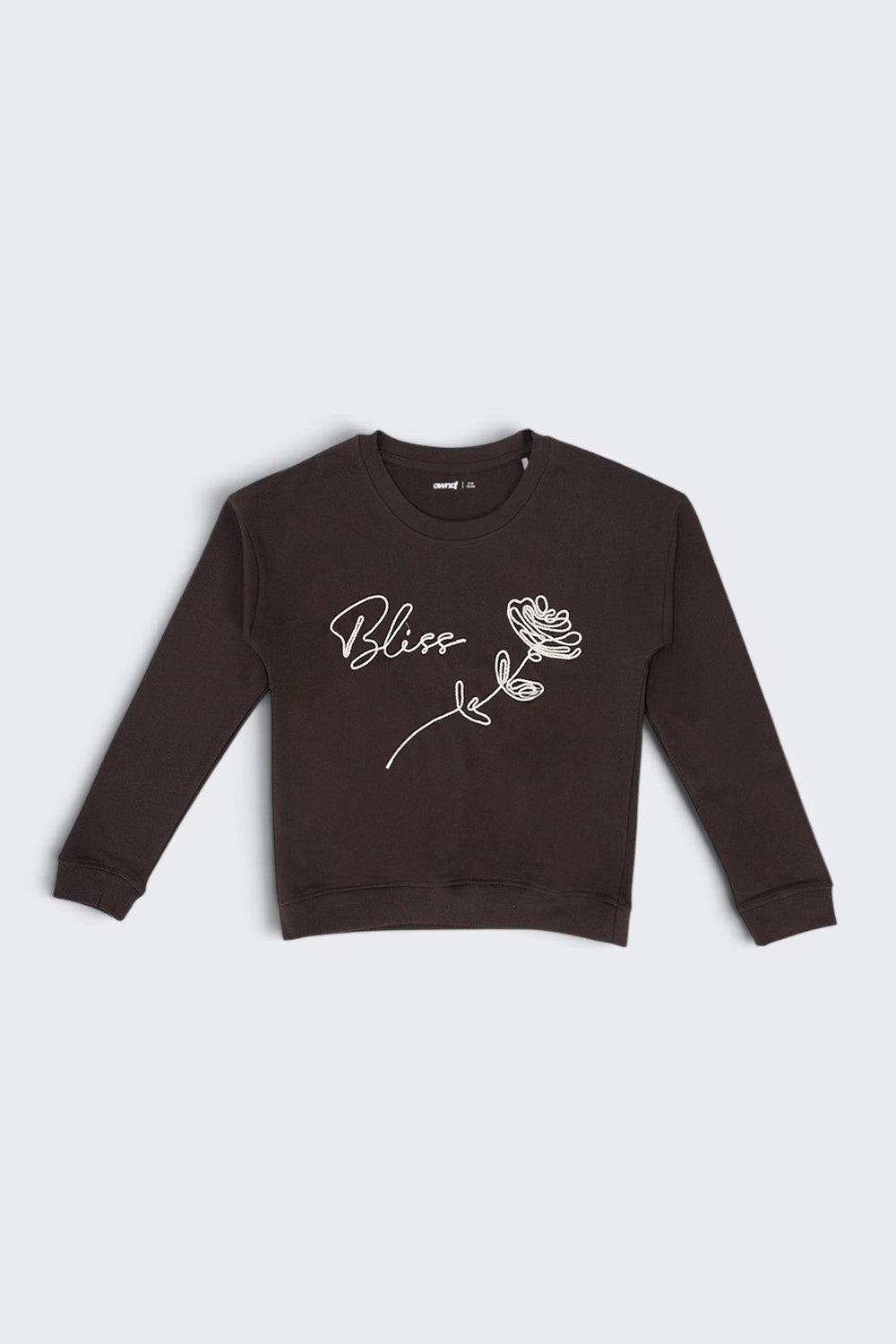 Tweens Girls Brown Bliss Embroidered Graphic Sweatshirt - Image 2