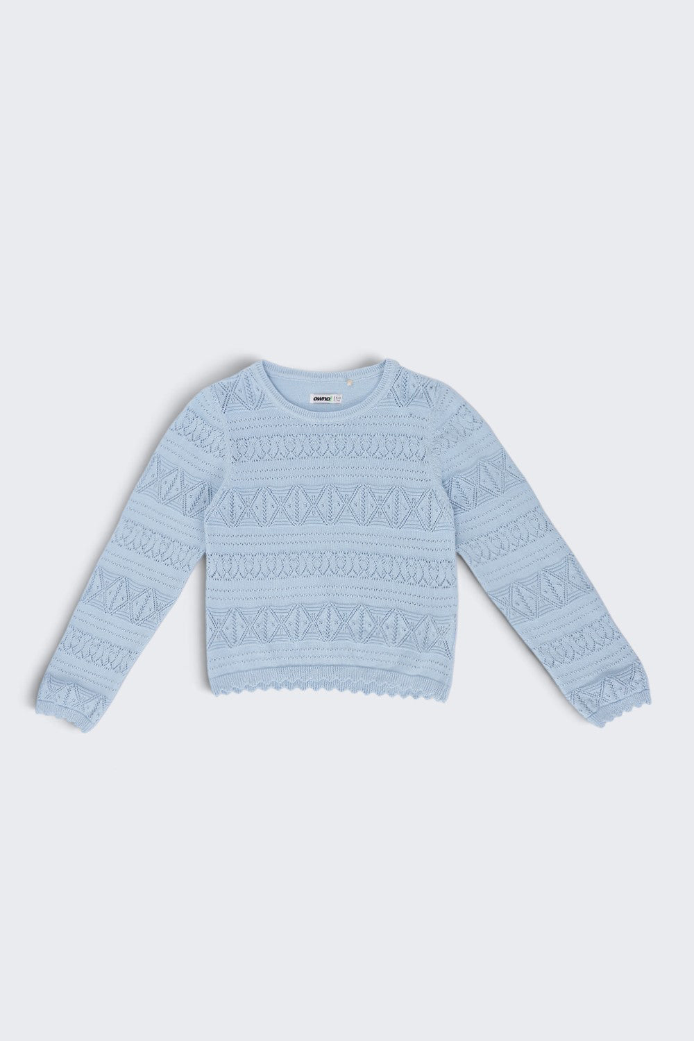 Tweens Girls Blue Pointelle Sweater - Image 2