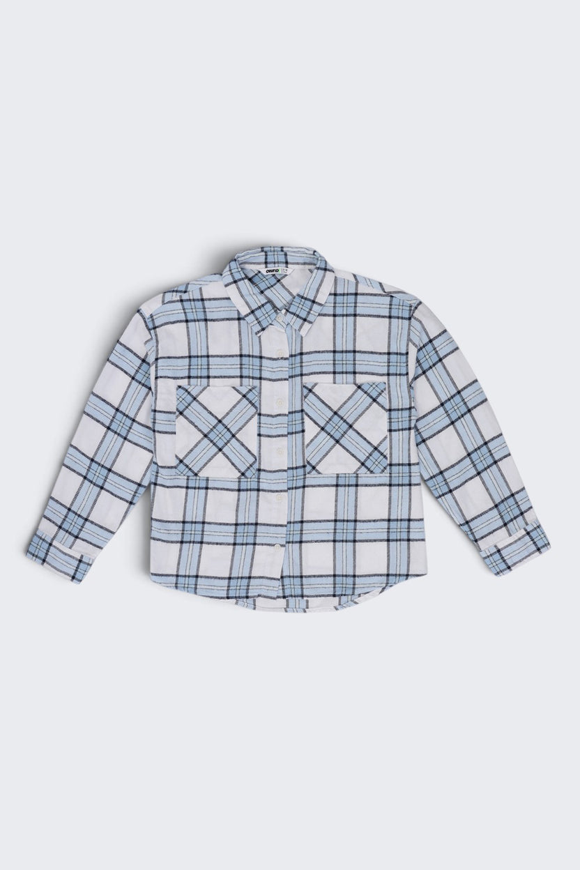 Tweens Girls Light Blue Checked Casual Shirt - Image 2