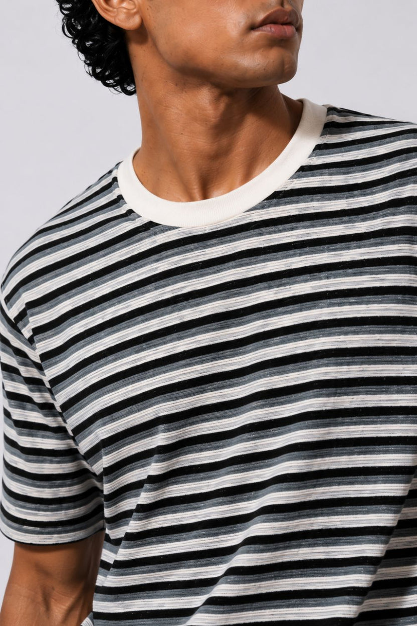 Mens Regular Fit Black Striped T-Shirt - Image 3