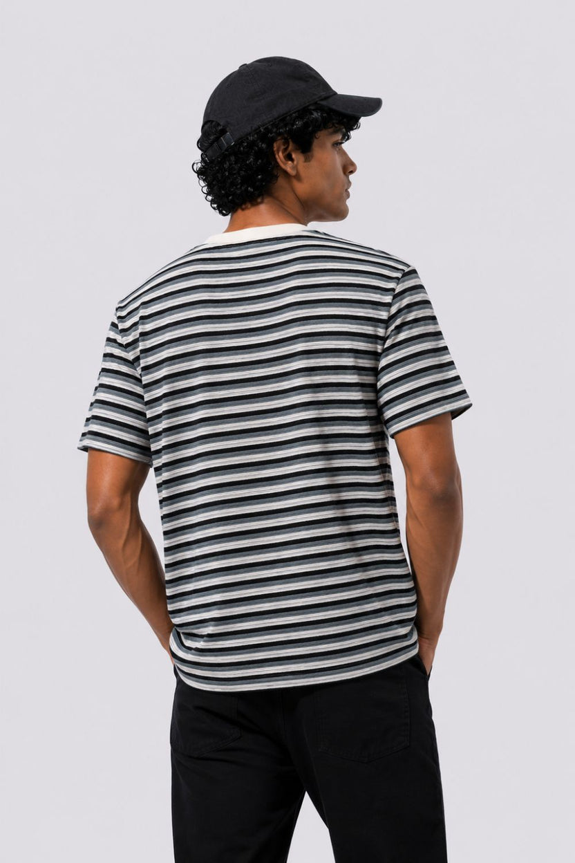 Mens Regular Fit Black Striped T-Shirt - Image 5