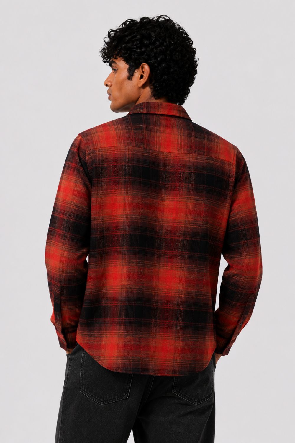 Mens Regular Fit Red Checked Shirt - Image 5