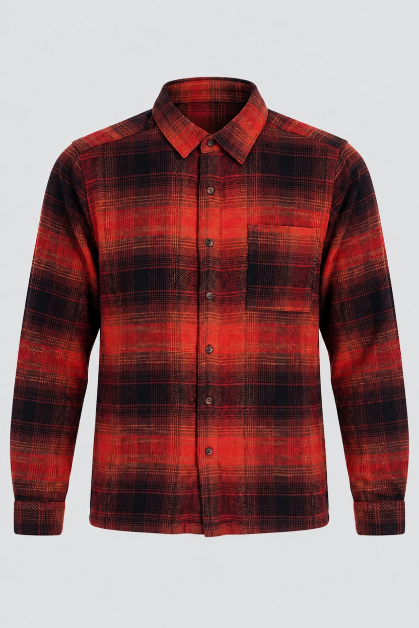 Mens Regular Fit Red Checked Shirt - Image 7