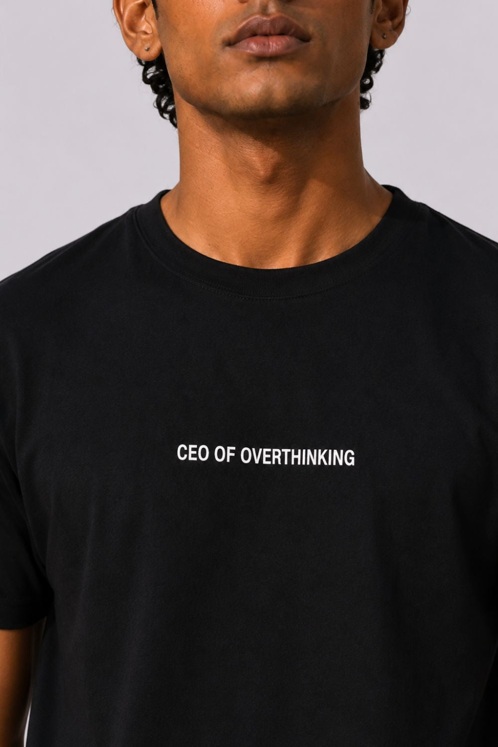 Mens Black Drop Shoulder Typographic Print T-Shirt - Image 3