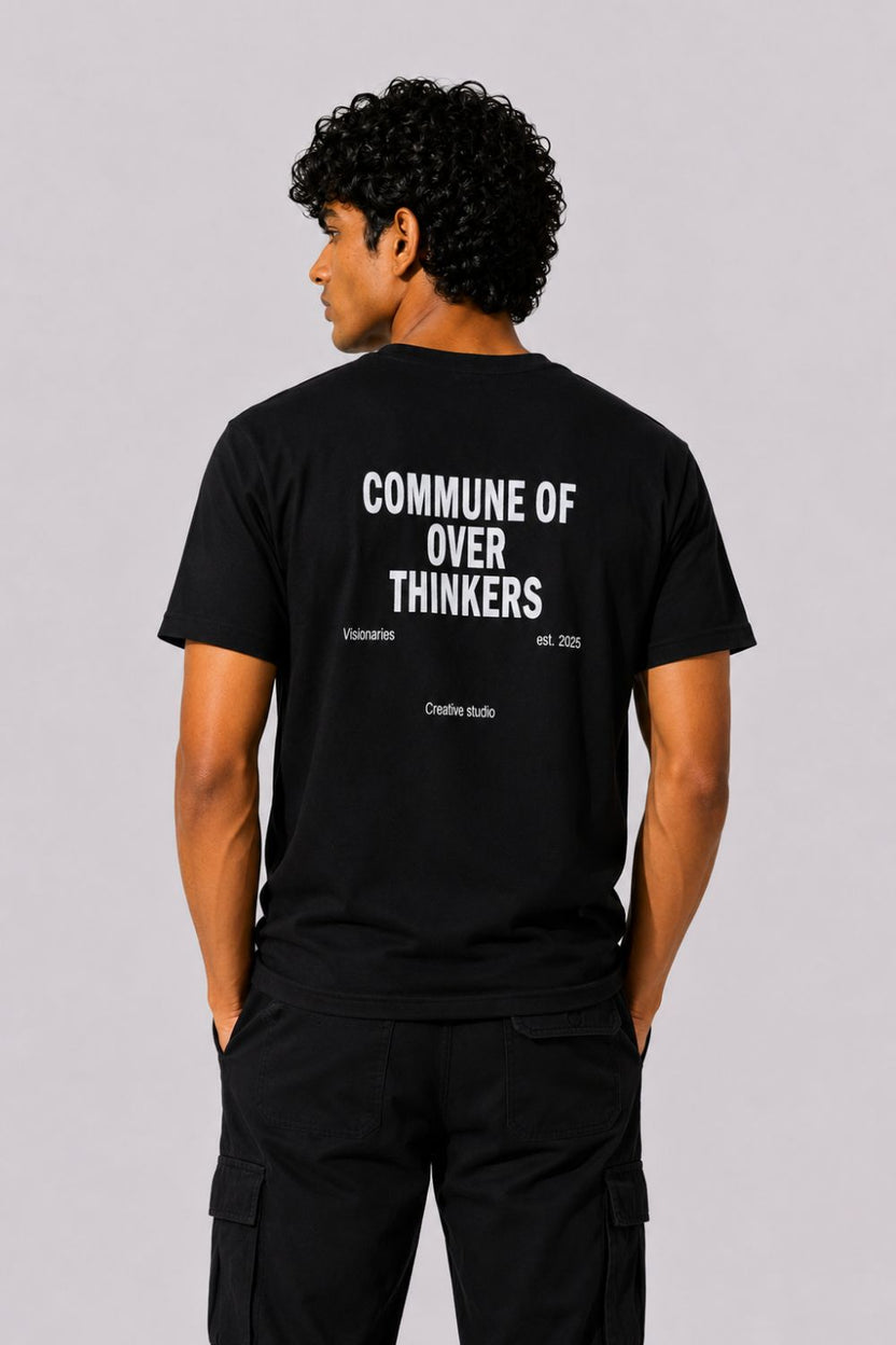 Mens Black Drop Shoulder Typographic Print T-Shirt - Image 5