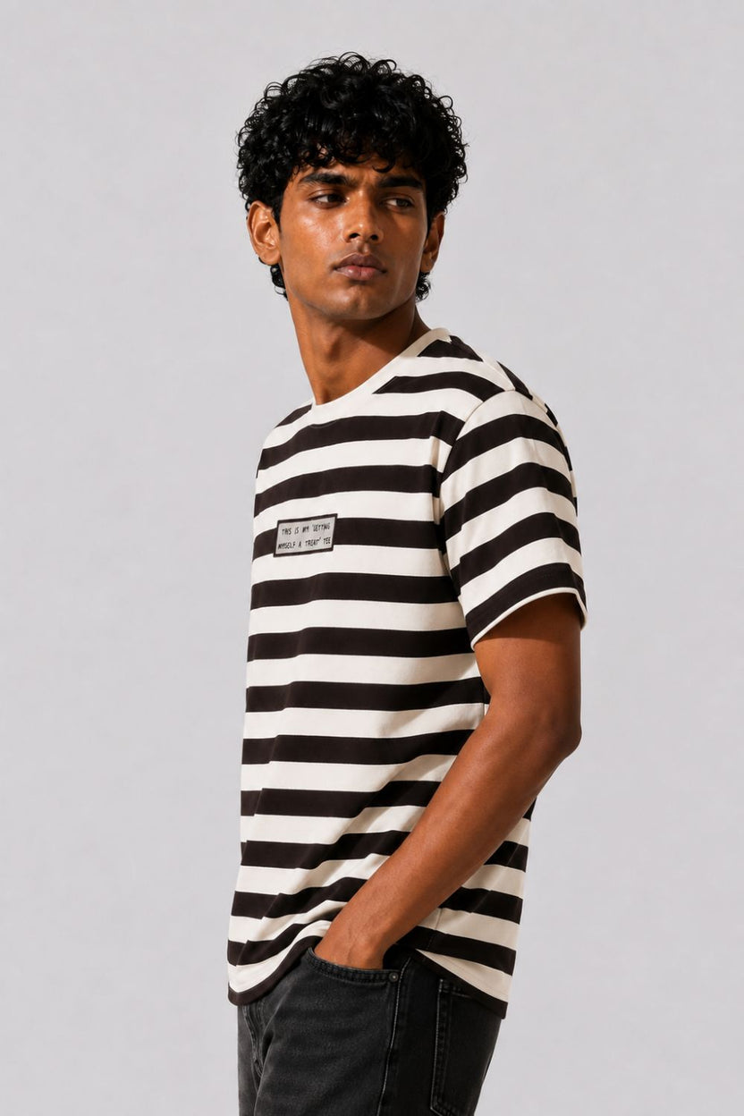 Mens Regular Fit Black Striped T-Shirt - Image 4