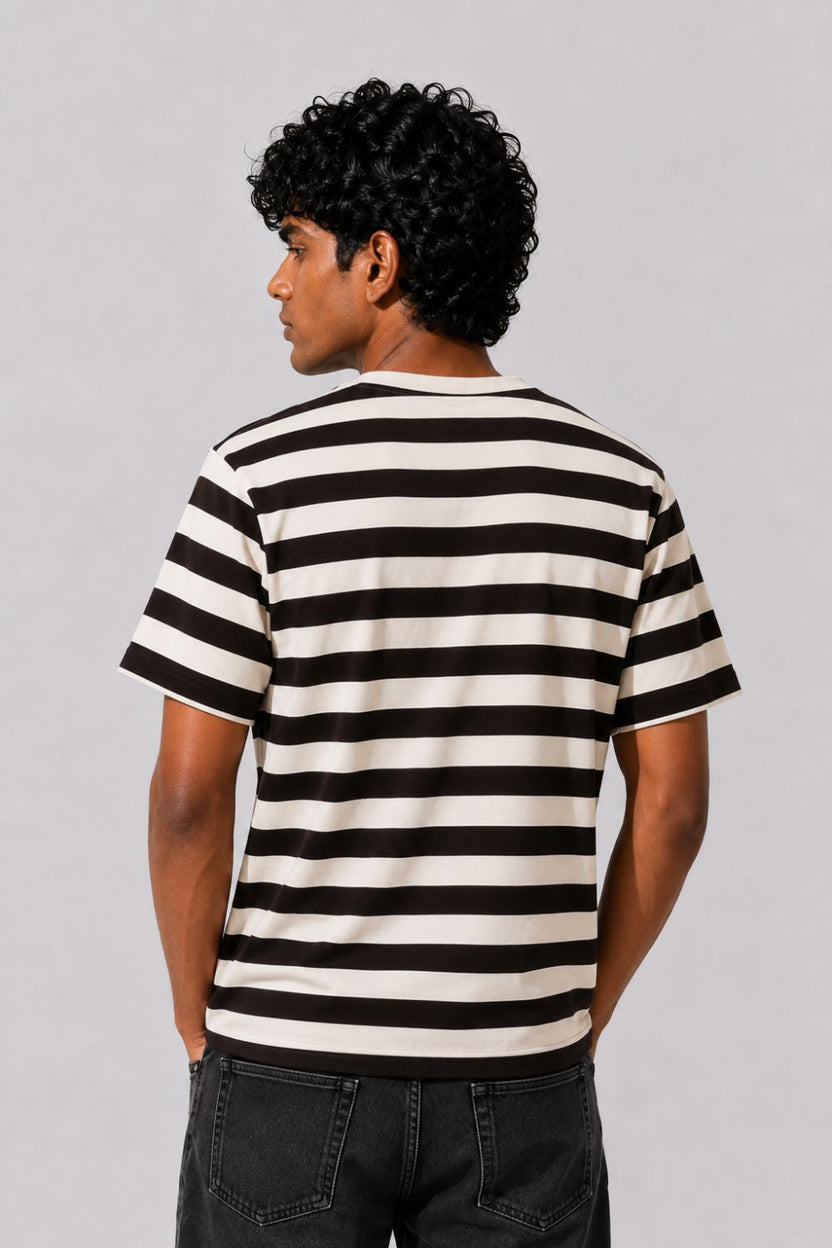 Mens Regular Fit Black Striped T-Shirt - Image 5