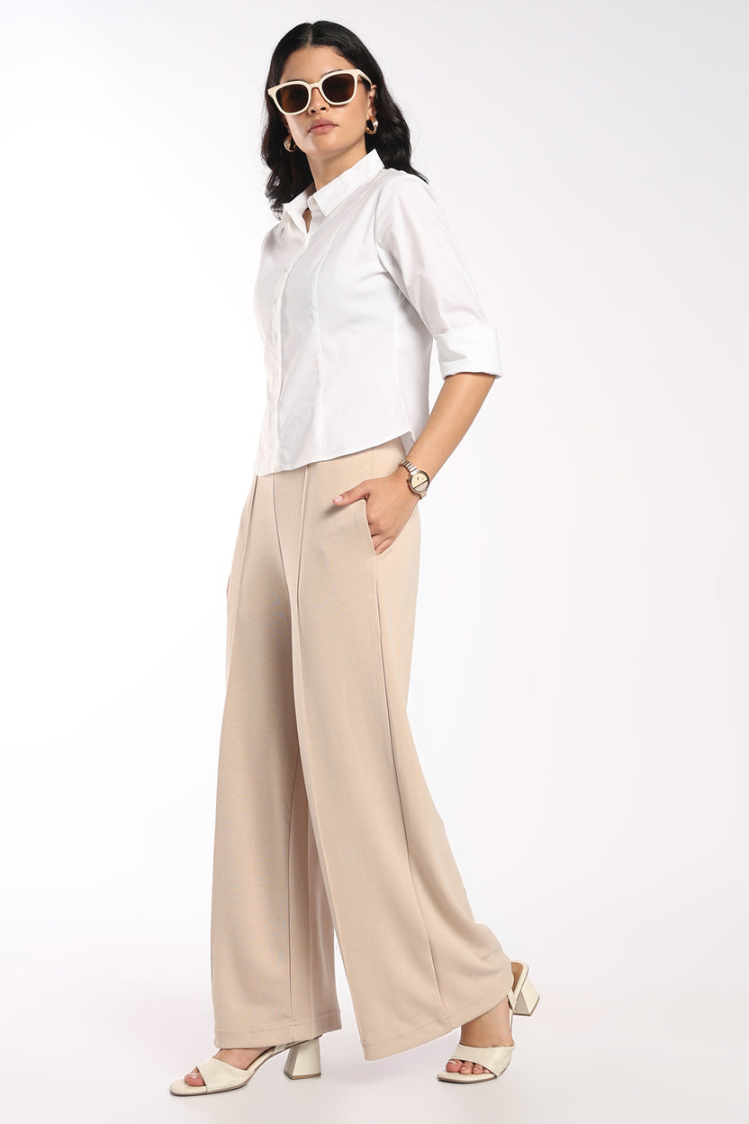 Womens Regular Fit White Stretch Shirt - Image 6