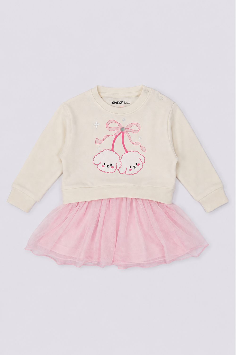 Infant Girls Off White Bunny Print Tulle Dress - Image 2