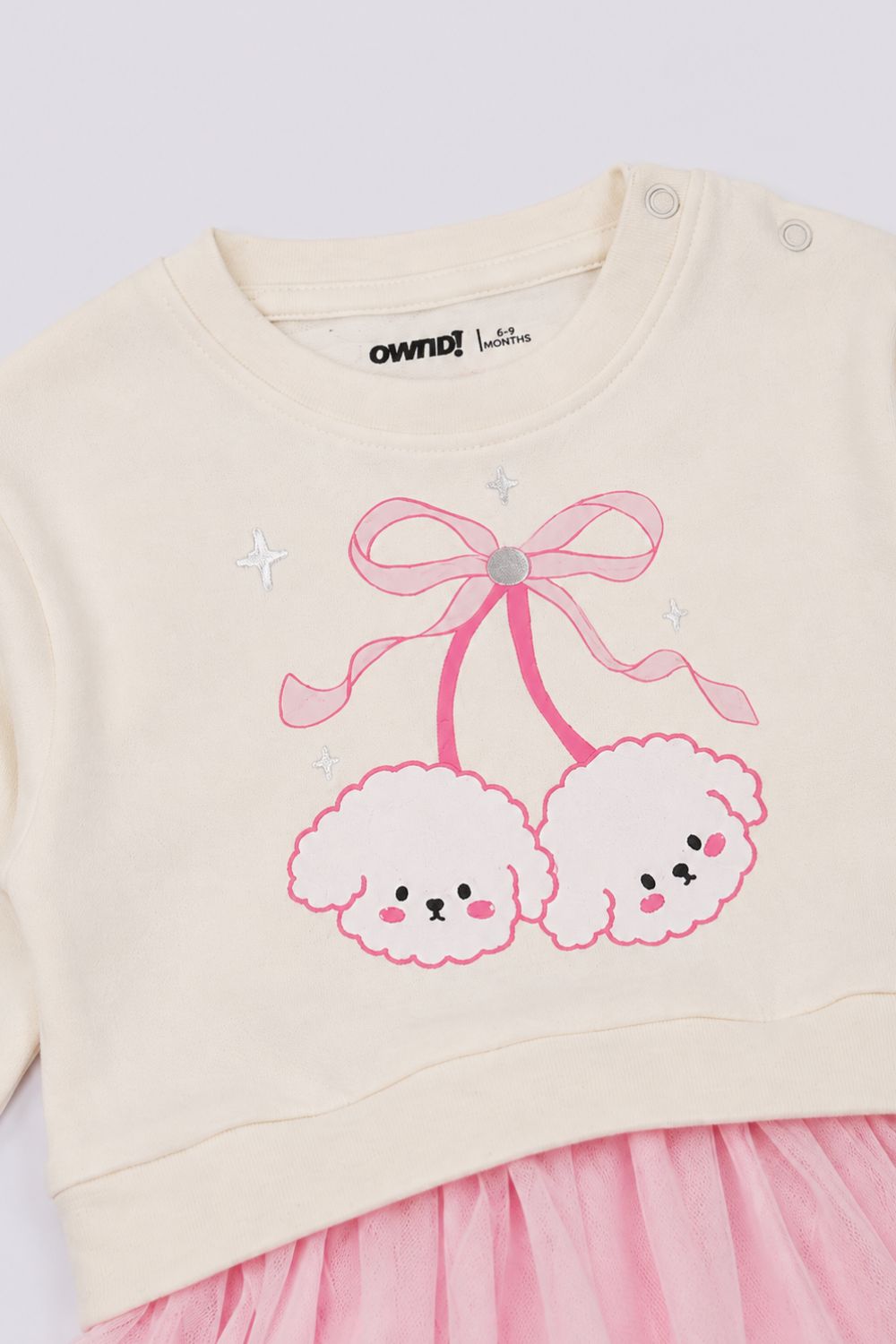 Infant Girls Off White Bunny Print Tulle Dress - Image 4