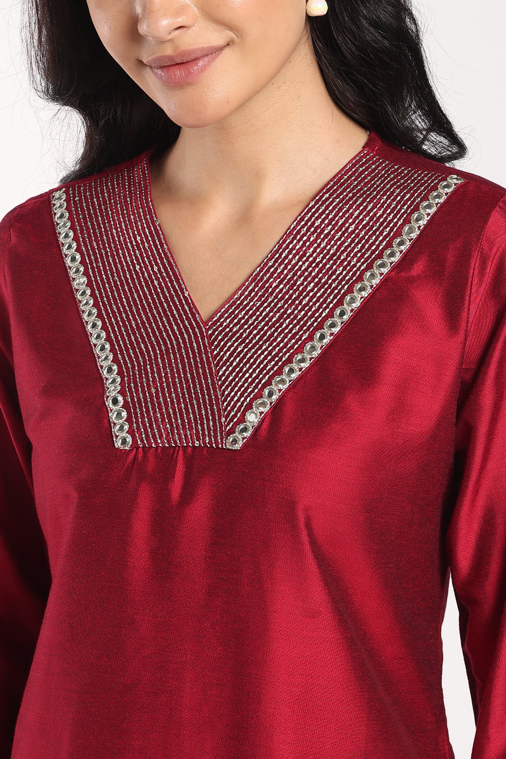 Womens Regular Fit Red  Everyday Essential Kurta - Image 3