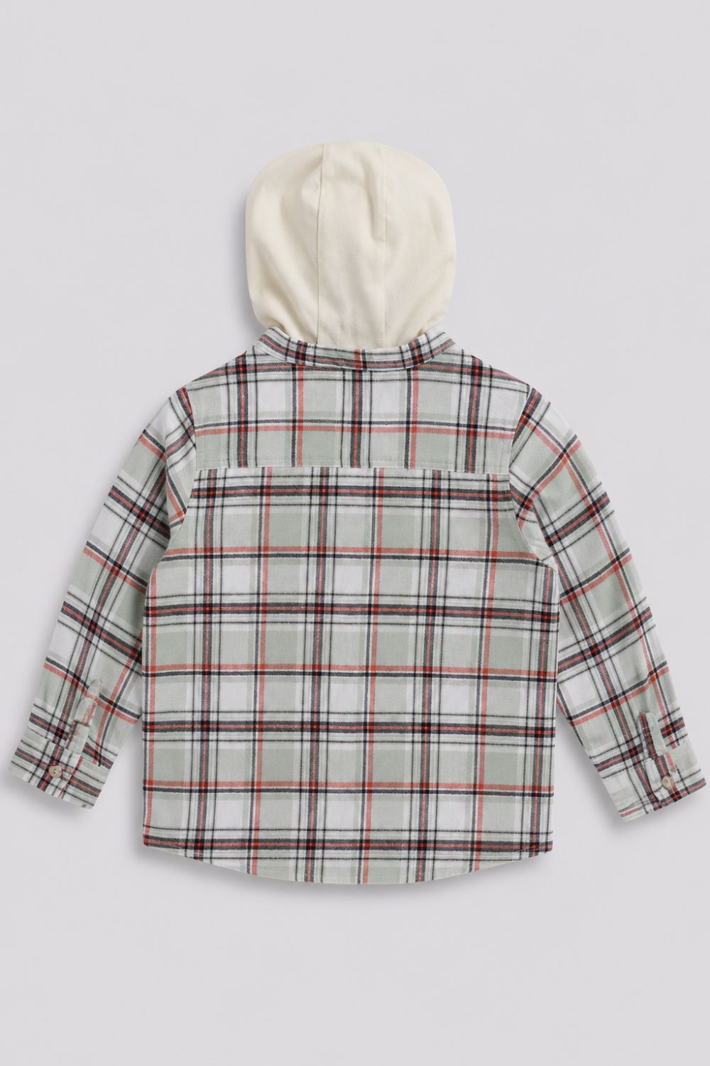 Boys Regular Fit Green Hooded Shirt - Image 3