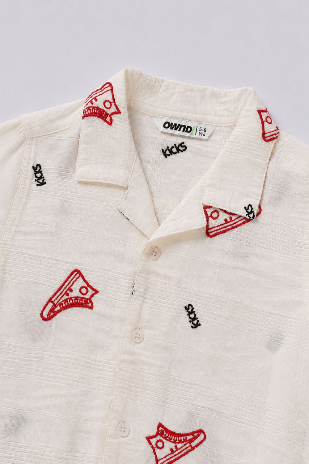 Boys Off White Embroidered Shirt - Image 6