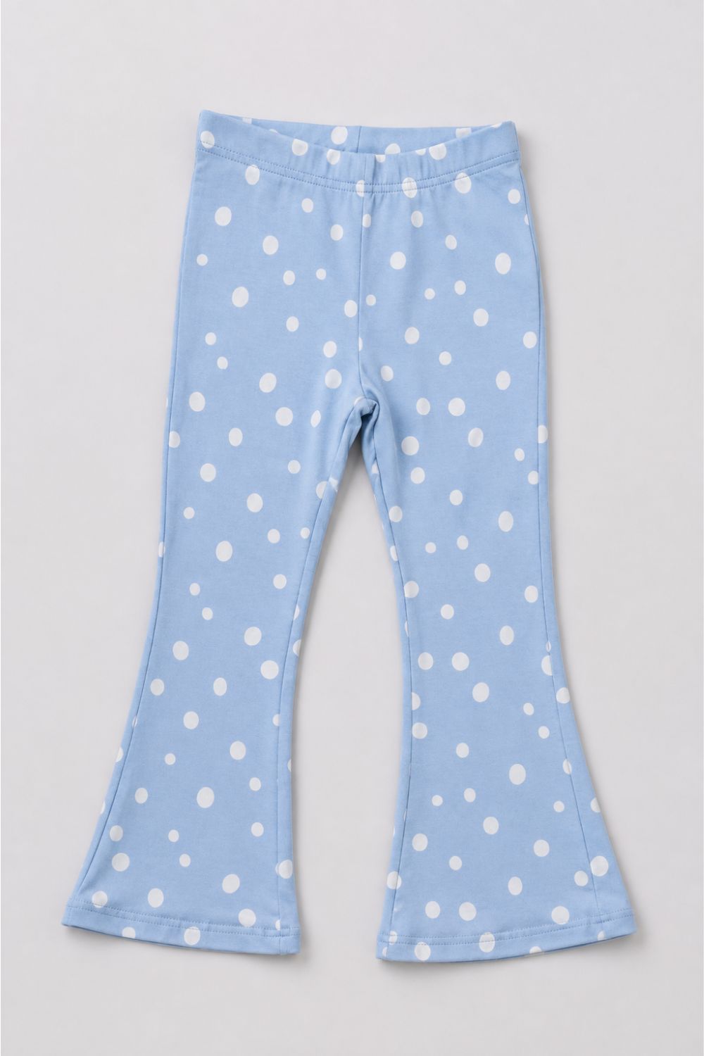 Girls Flared Light Blue Polka Dot Printed Legging - Image 2