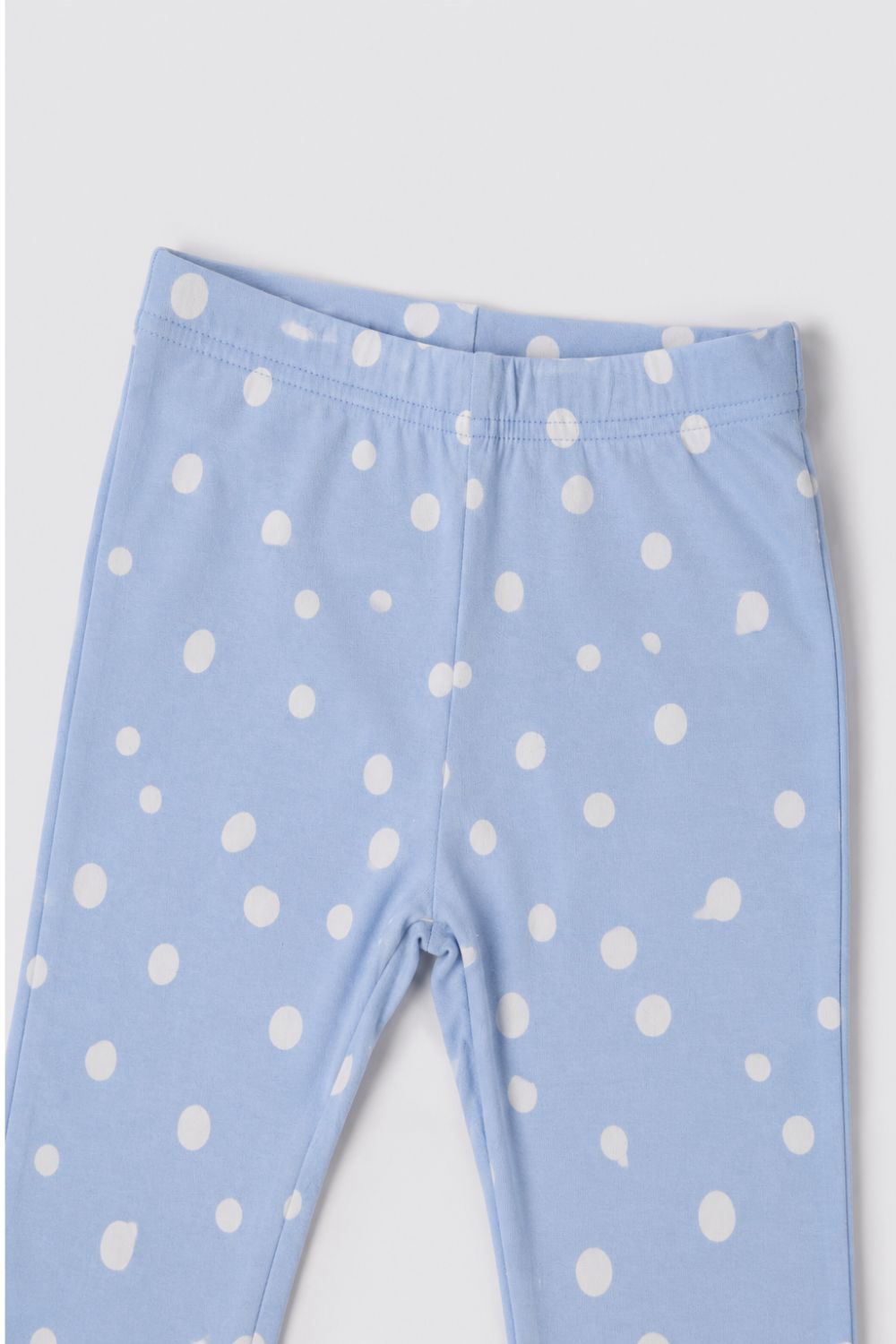 Girls Flared Light Blue Polka Dot Printed Legging - Image 6