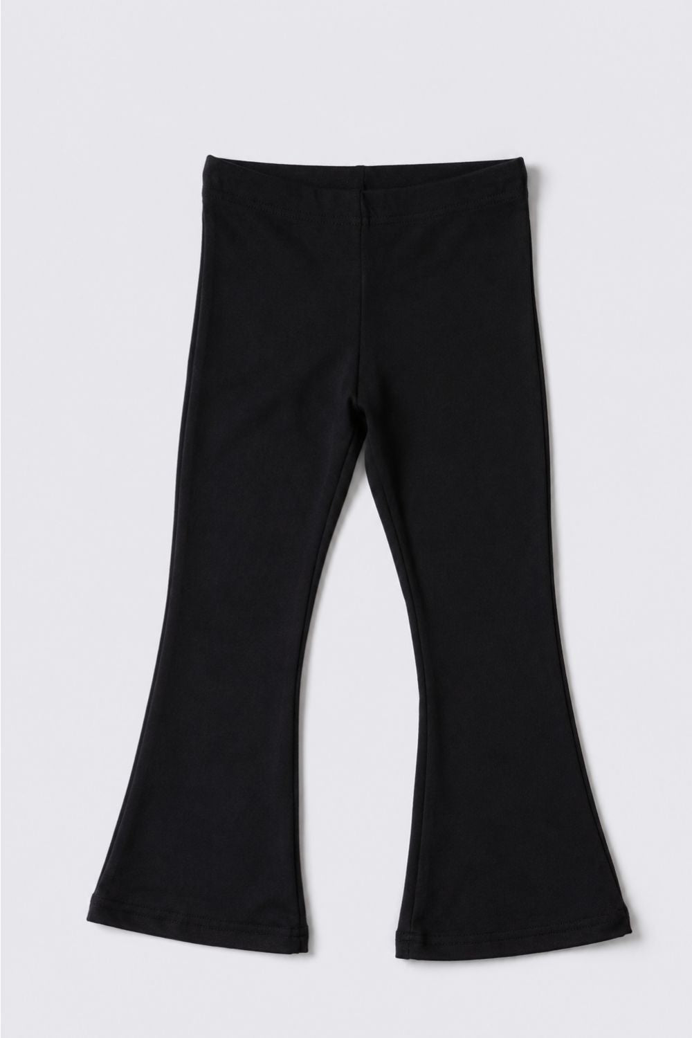 Girls Flared Black Solid Leggings - Image 2