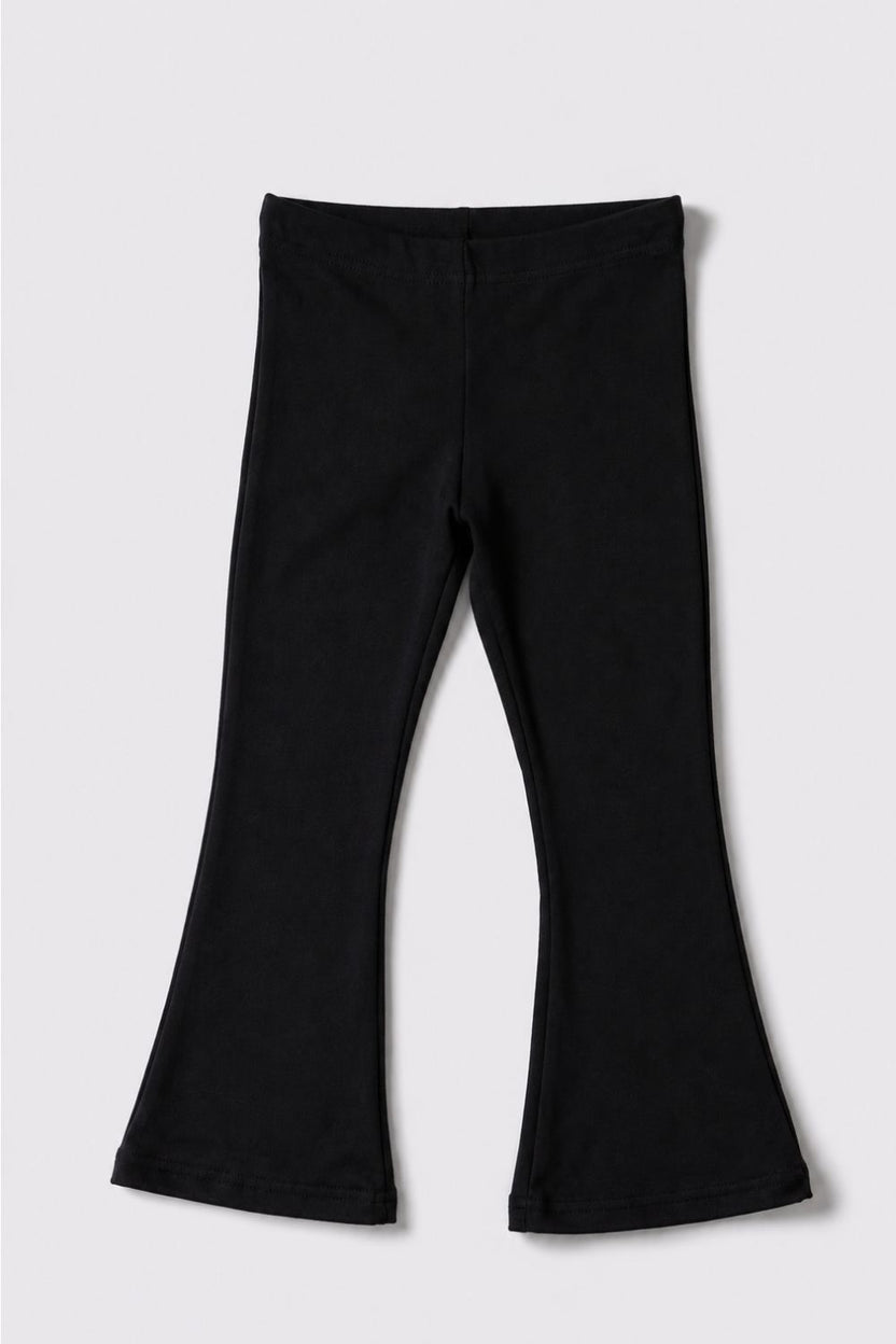 Girls Flared Black Solid Leggings - Image 3