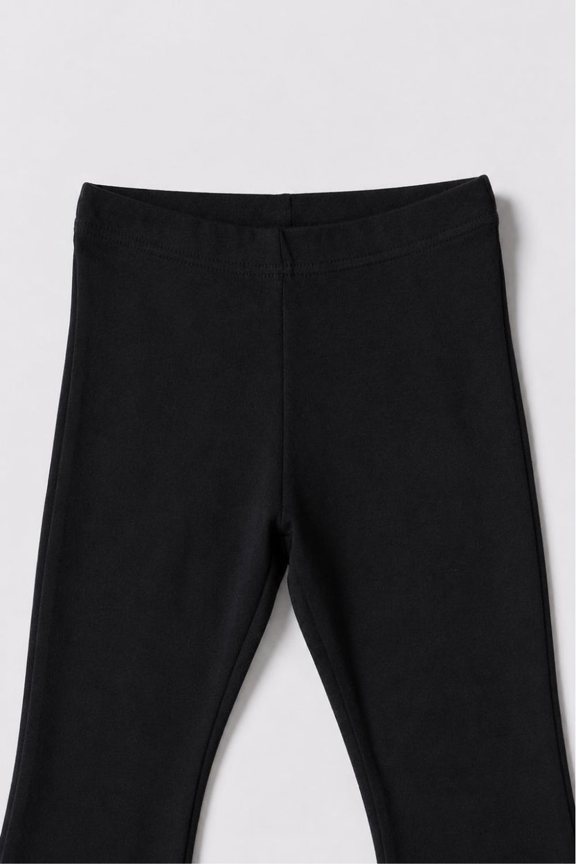 Girls Flared Black Solid Leggings - Image 6