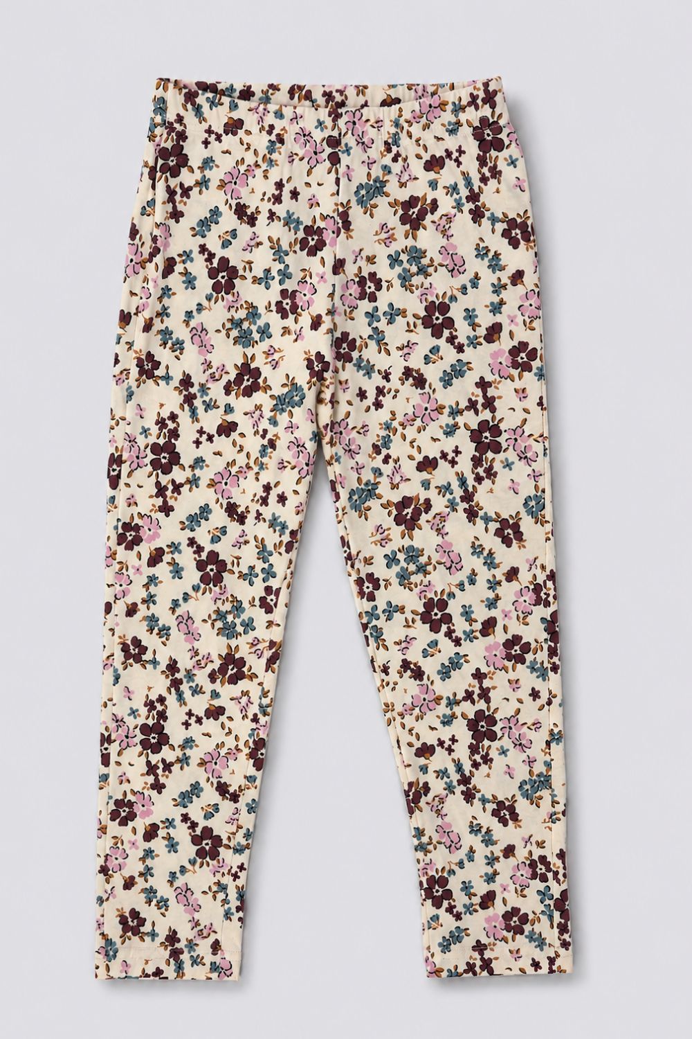 Girls Regular Fit Off White Floral Leggings - Image 2