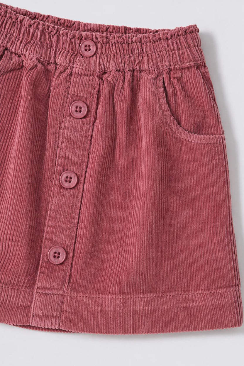 Girls Regular Fit Pink Courdroy Skirt - Image 6