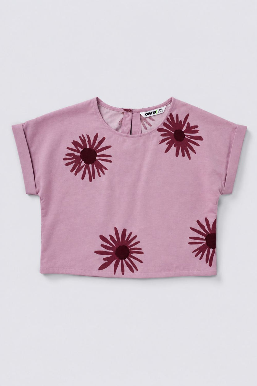 Girls Boxy Pink Floral Top - Image 2