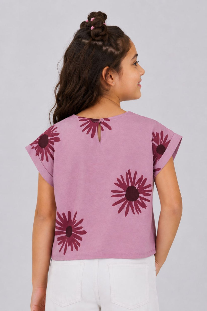 Girls Boxy Pink Floral Top - Image 4